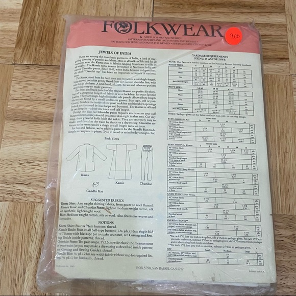 Lot of 4 Vintage Folkwear #102 #118 #125 #127 Collectible Sewing Patterns - Picture 5 of 10